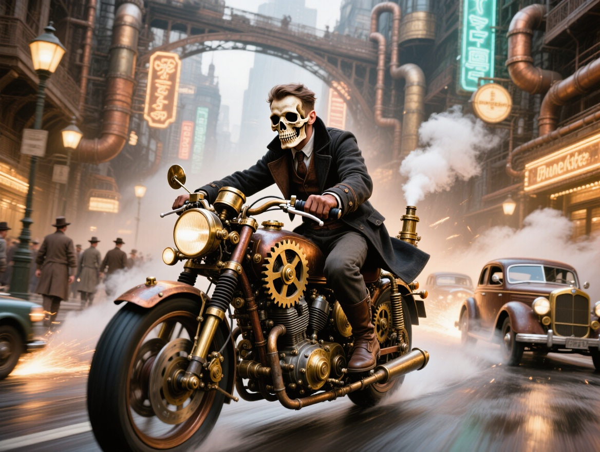 Steam Punk Motorcyclist