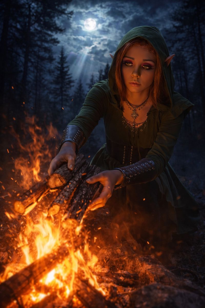 Willow tending to a fire