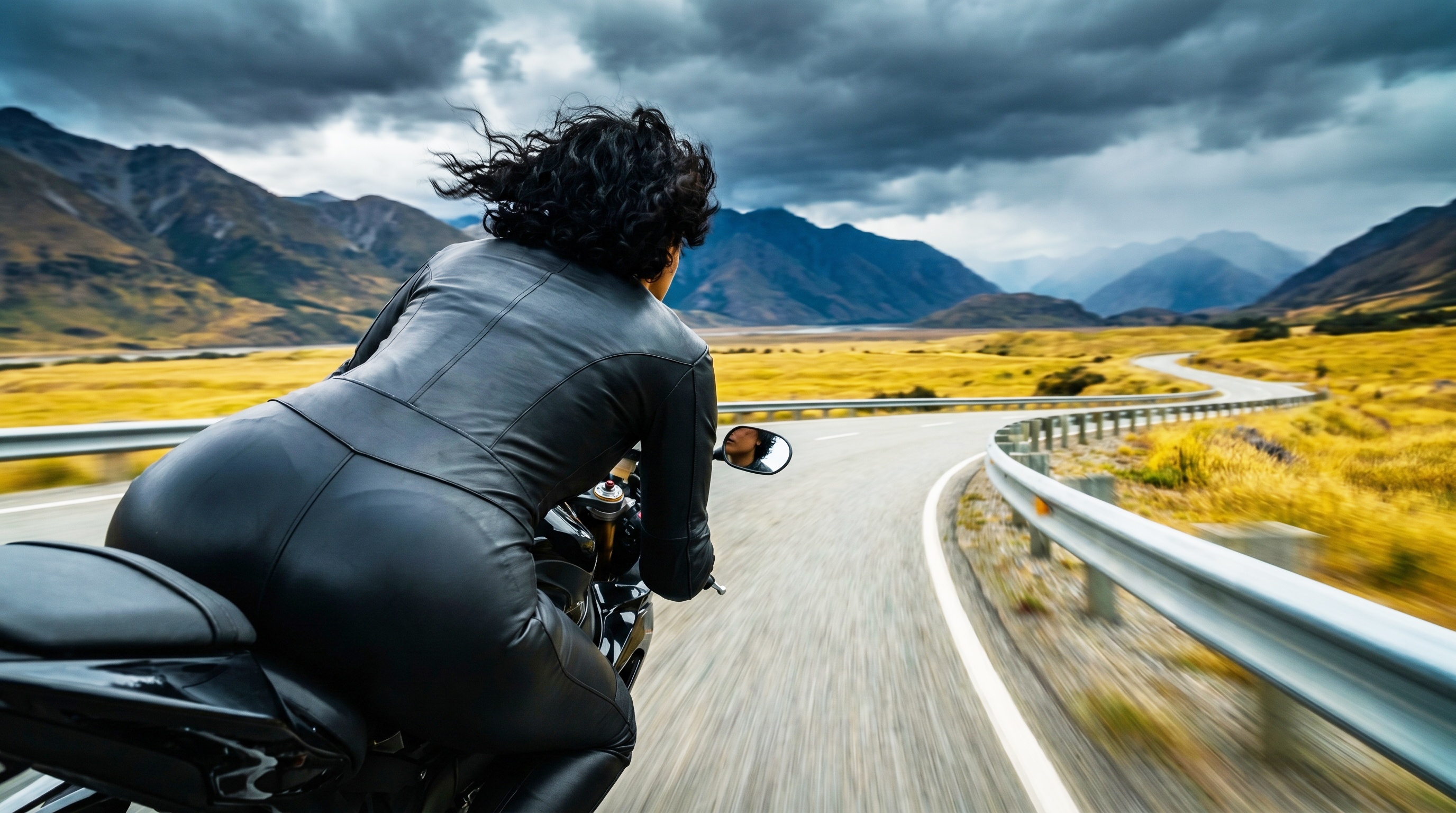 Rear view biking